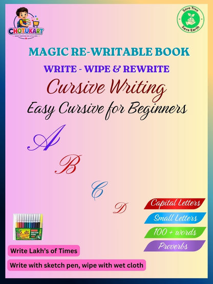 Magic Rewritable Books 3-in-1 Combo: Kannada Kagunita + English Cursive + Hindi