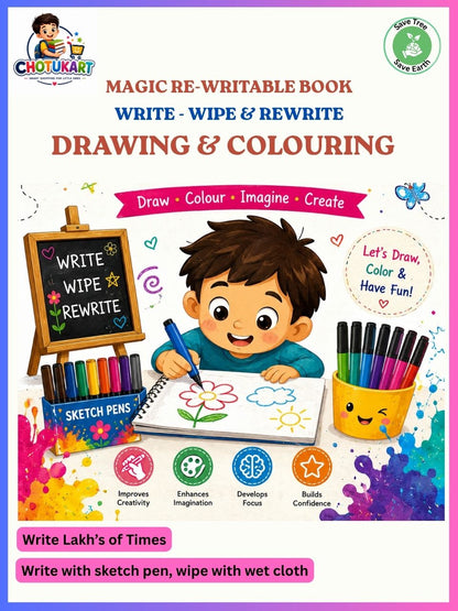 Magic ReWritable Books 5-in-1 Combo: Kannada + English + Maths + Drawing + Hindi
